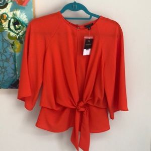 Topshop size 4 peplum blouse with cut out front